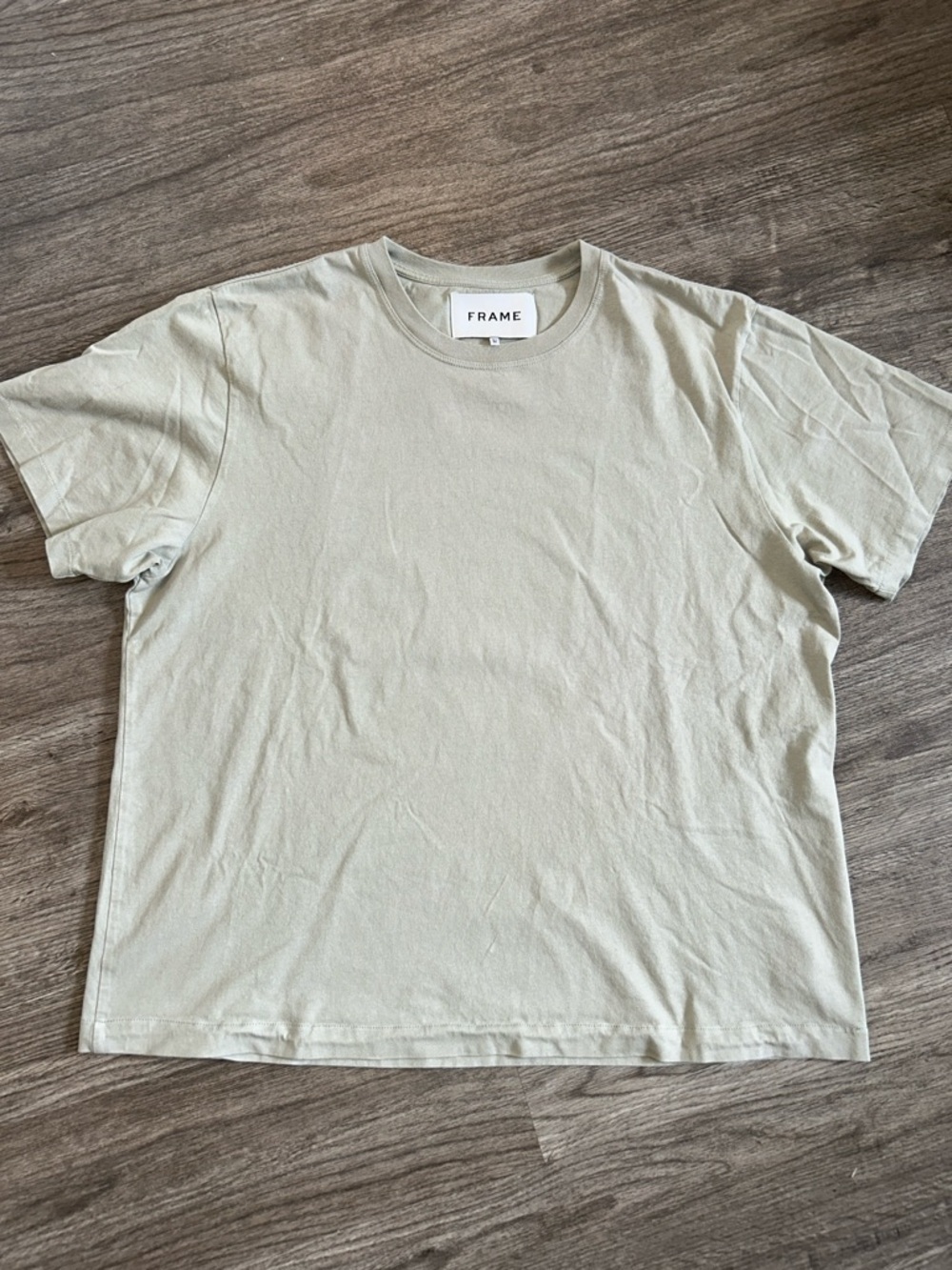 FRAME Los Angeles Beige Gray Cotton Crewneck Tee Shirt XL Portugal